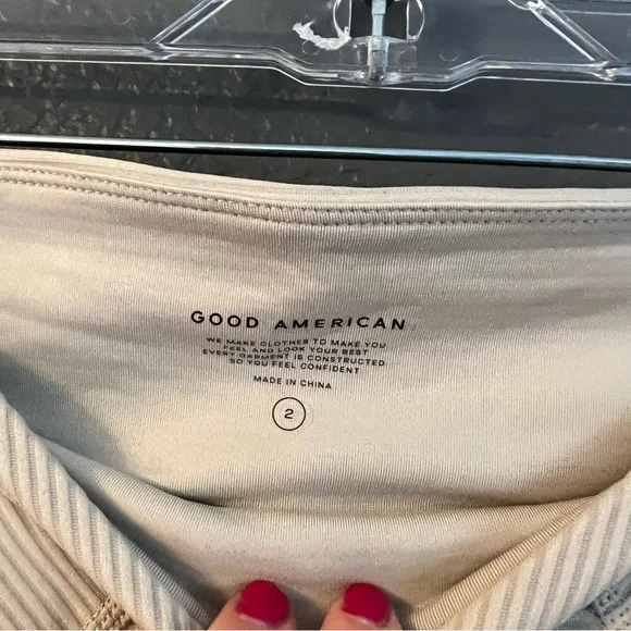 NWT Good American Angeled rib leggings tights cream ribbed 2 small - Picture 4 of 7